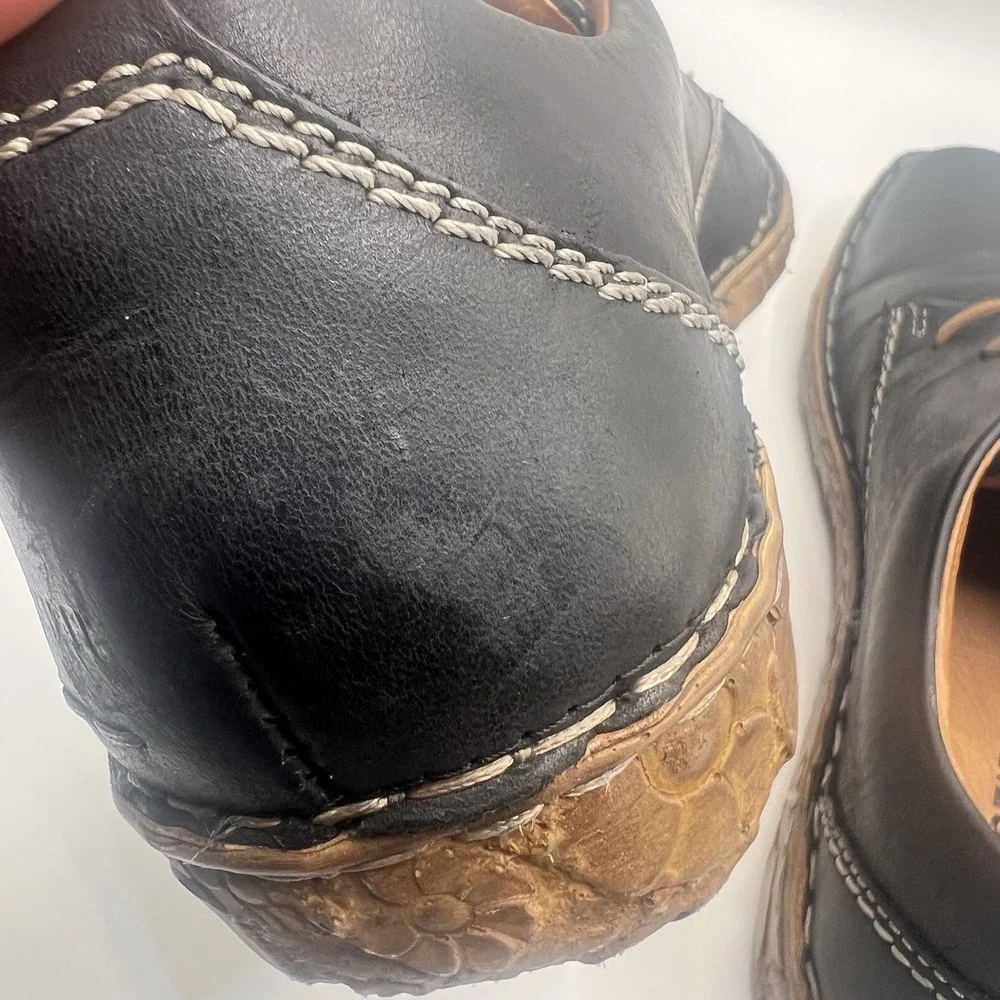 Josef Seibel Rosalie 50 Full Grain Leather  38 EU/ 7-7.5 US Black Handstitched
